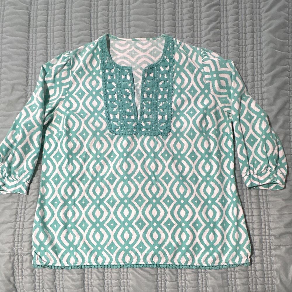 Vineyard Vines L embroidered tunic, boho, peasant, preppy, 90’s, Y2K